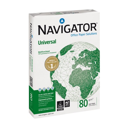 Ramette de 500 feuilles de papier Navigator format A3 : 29,7 x 42 cm, 80 g. Blanc.
